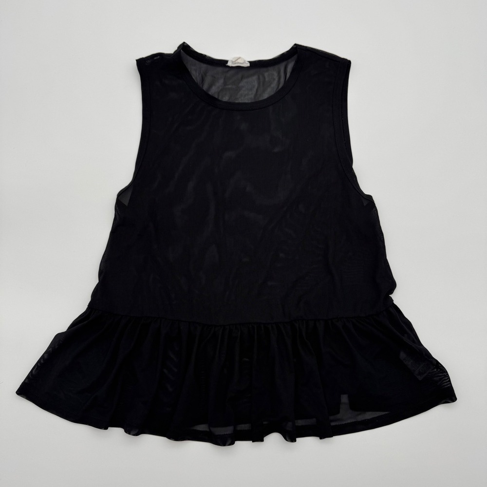 Garage Black Sheer Mesh Peplum Tank Top Mesh Layering Top Medium